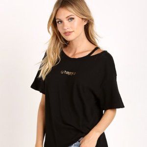 Wildfox Black So Happy Alumni T-shirt Size Medium